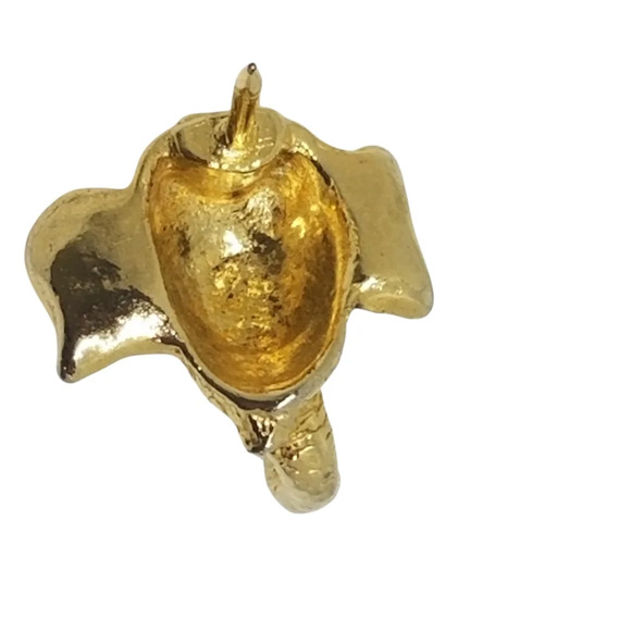 VINTAGE TEXTURED GOLDPLATED LUCKY ELEPHANT HEAD PIN - Picture 4 of 5